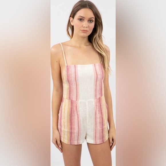RIP CURL Golden Days Stripe Romper In Bone Open Back Size Medium - Picture 1 of 11